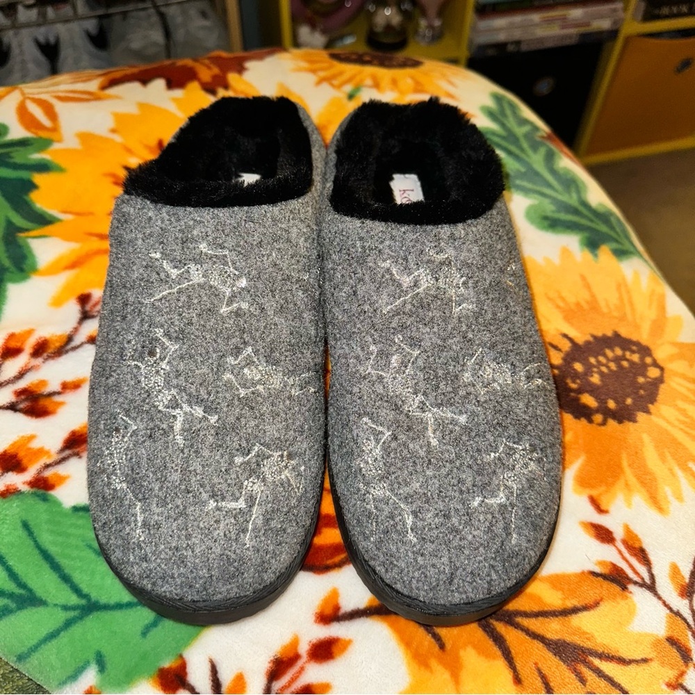 Kooba Dancing Skeleton Slippers - Faur Fur, Dancing Skeletons, Runs Small